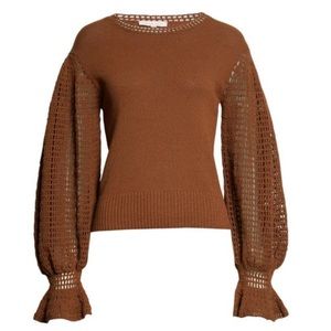 Rebecca Taylor Womens Ladder-Stitch Sweater Chocolate - size M
